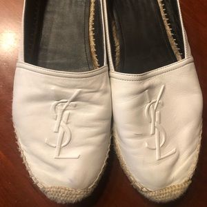 YSL WHITE LEATHER ESPADRILLES